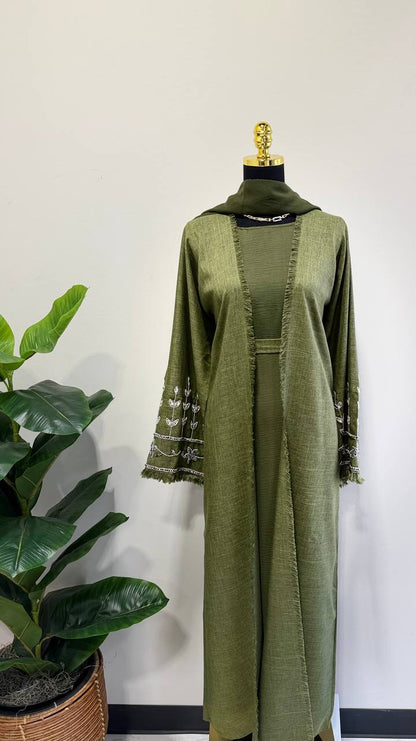 Olive Artisan Abaya Set