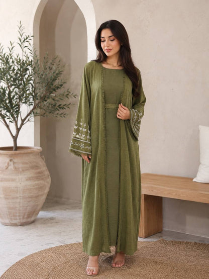 Olive Artisan Abaya Set