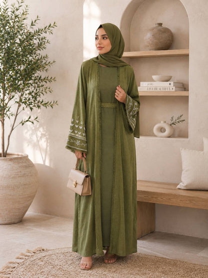 Olive Artisan Abaya Set