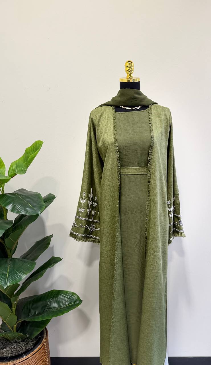 Olive Artisan Abaya Set