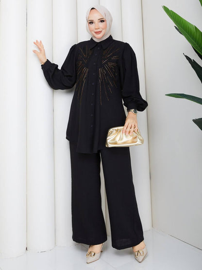 Hand-Beaded Soft Linen Set