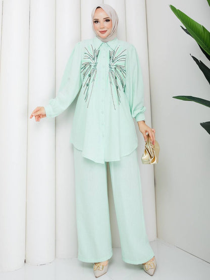 Hand-Beaded Soft Linen Set
