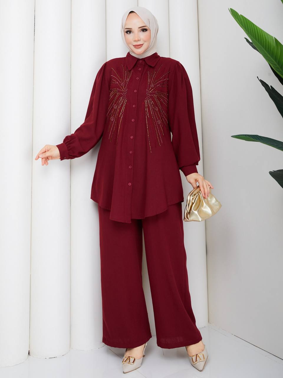 Hand-Beaded Soft Linen Set