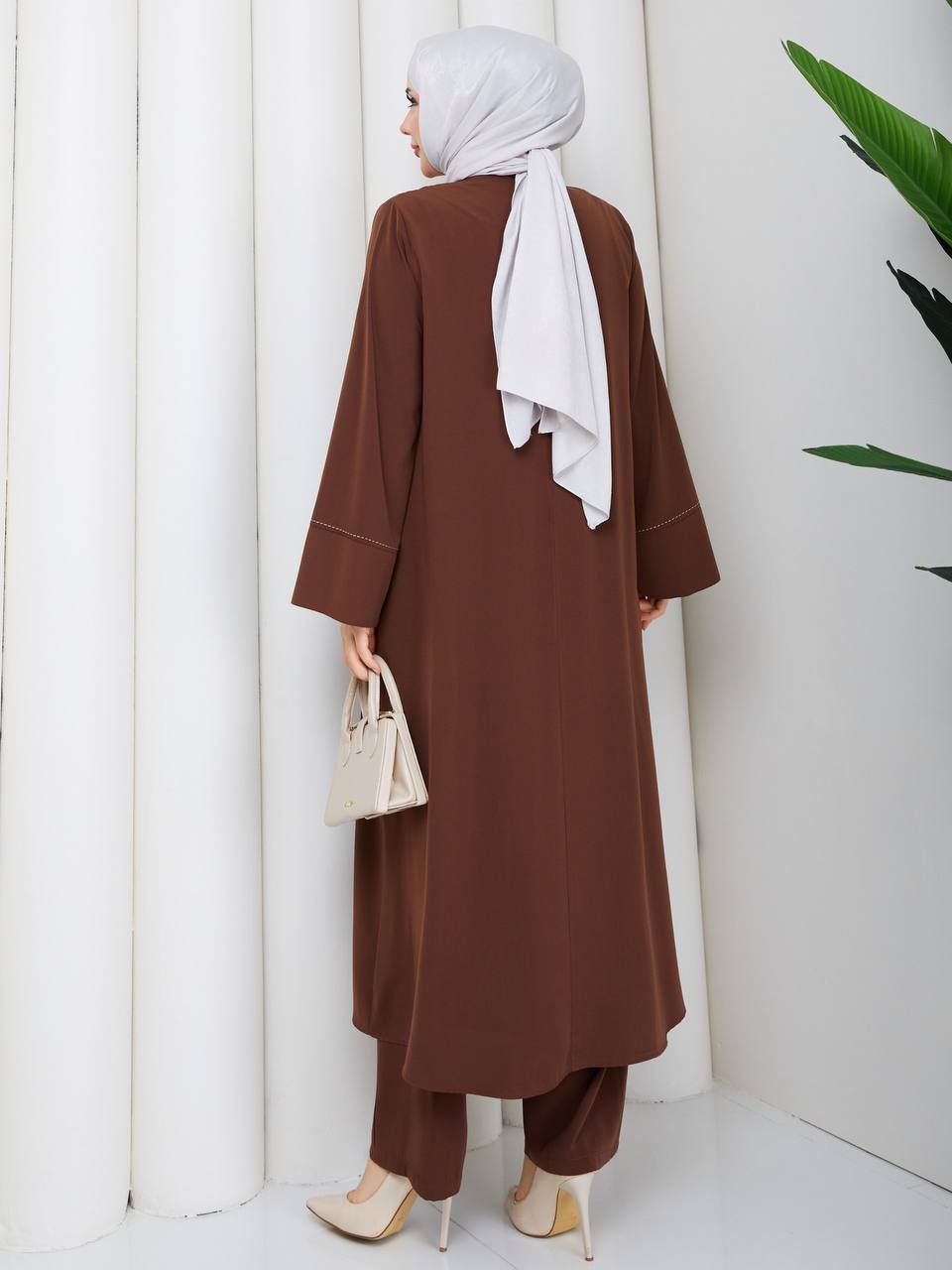 Elegance Stitched Summer Two-Piece Set – Long Tunic & Matching Trousers