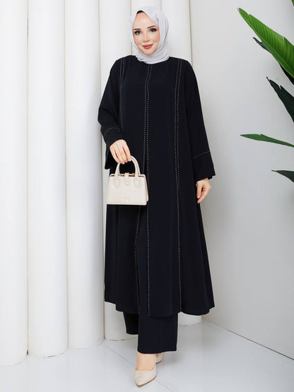 Elegance Stitched Summer Two-Piece Set – Long Tunic & Matching Trousers