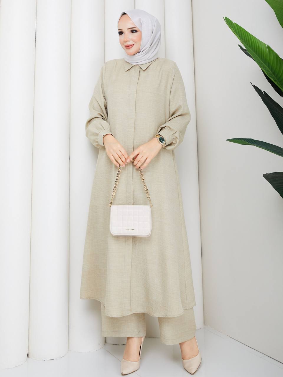 Sophia Linen Long Modest Two-Piece Set
