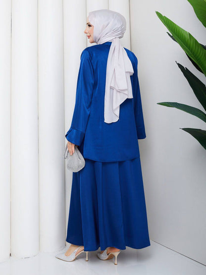 Elegant Modest Satin Skirt & Tunic Set