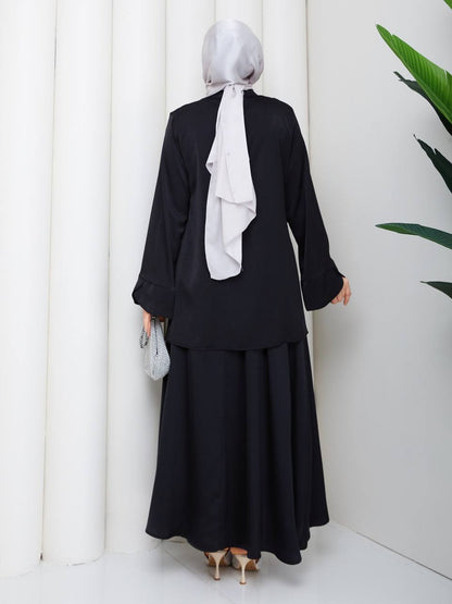 Elegant Modest Satin Skirt & Tunic Set