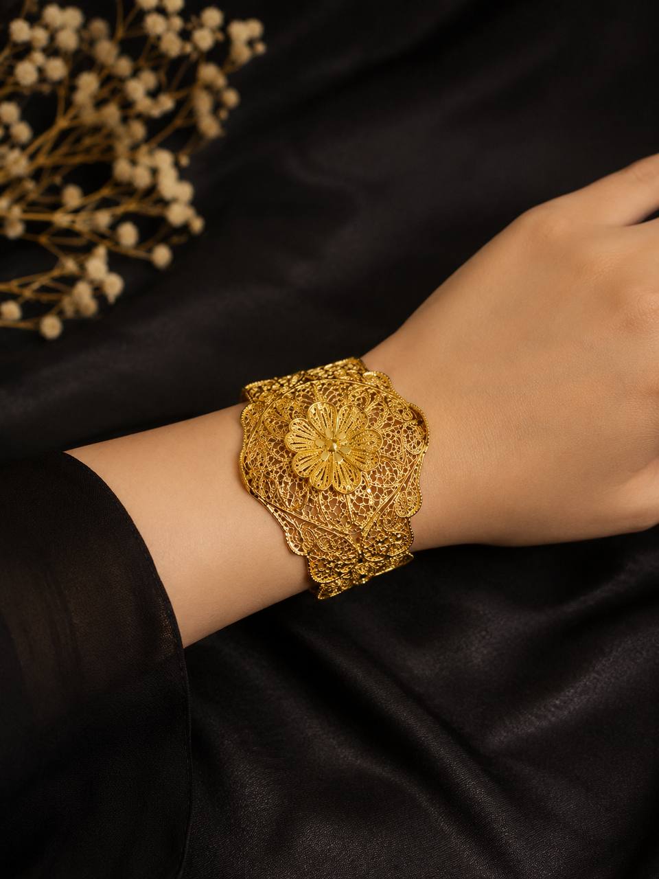 Noor Floral Filigree Cuff Bracelet