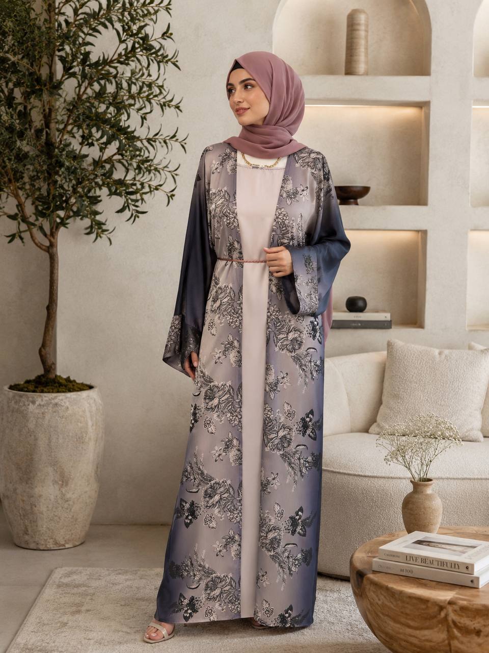 Rola Floral 3-Piece Abaya Set