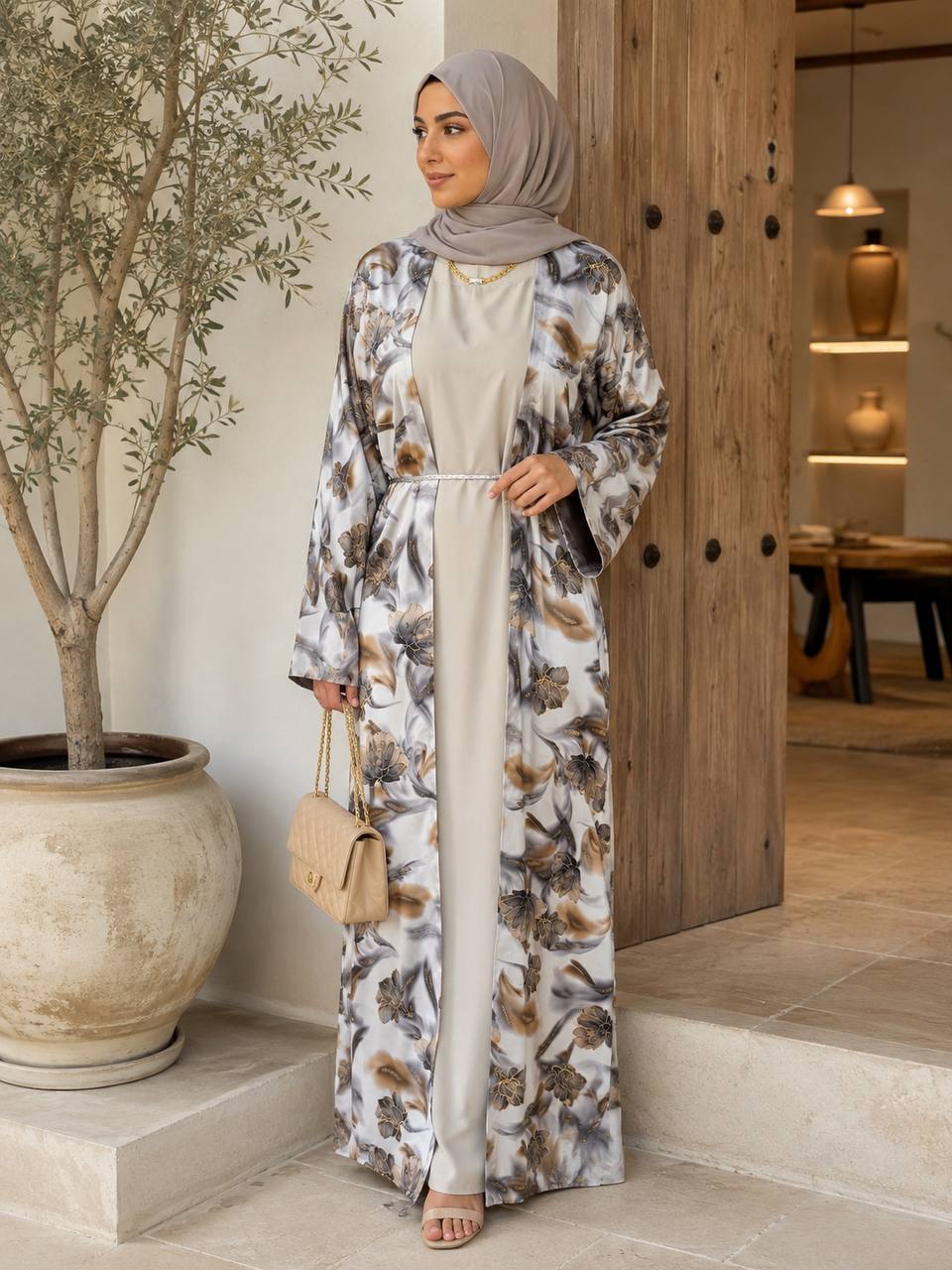 Layan Floral Open Abaya