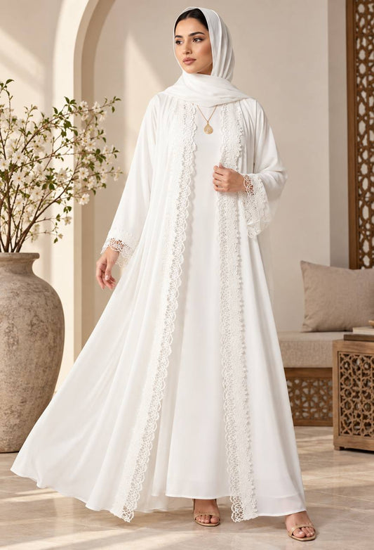 Emirati Lace Open Abaya