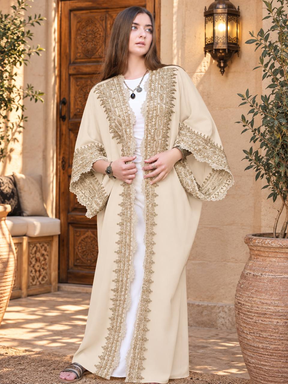 Tarteel Embroidered Linen Kaftan