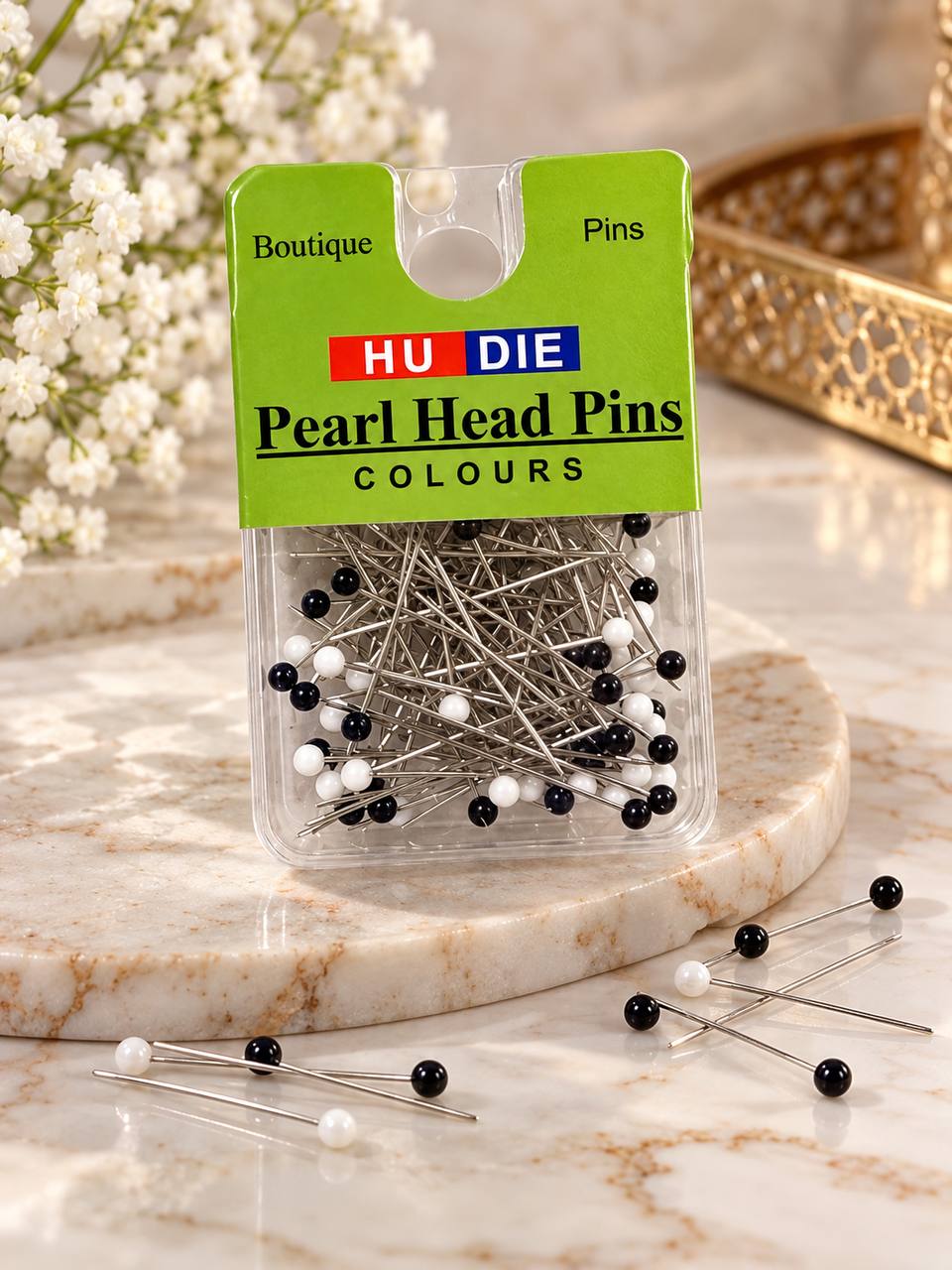 Pearl Head Pins – Black & White