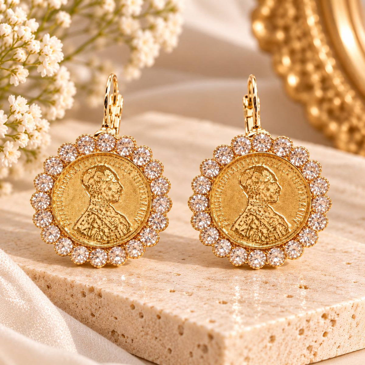 Golden Heritage Crystal Drop Earrings