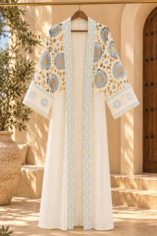 Crochet Wool & Linen Abaya – Free Size