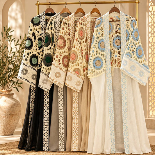 Crochet Wool & Linen Abaya – Free Size