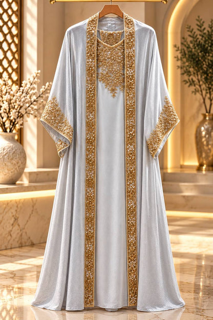 Kinda Beaded Organza Kaftan Set