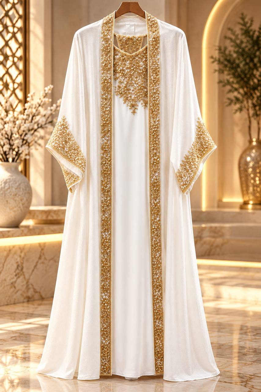 Kinda Beaded Organza Kaftan Set