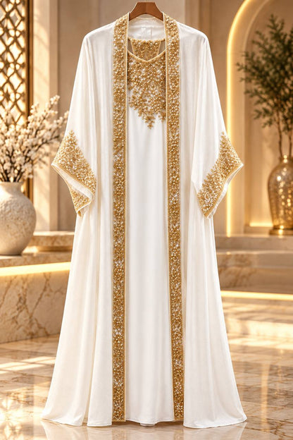 Kinda Beaded Organza Kaftan Set