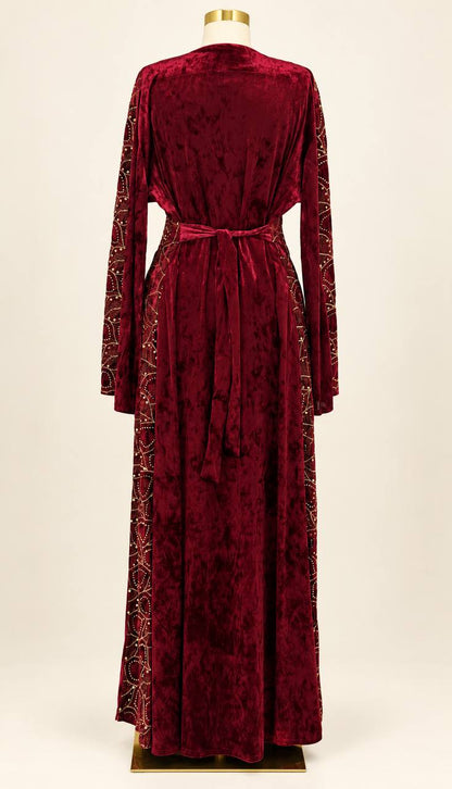 Raneen – Velvet Jalabiya with Gold-Tone Detailing