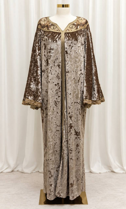 Widad – Velvet Jalabiya with Gold Embroidery