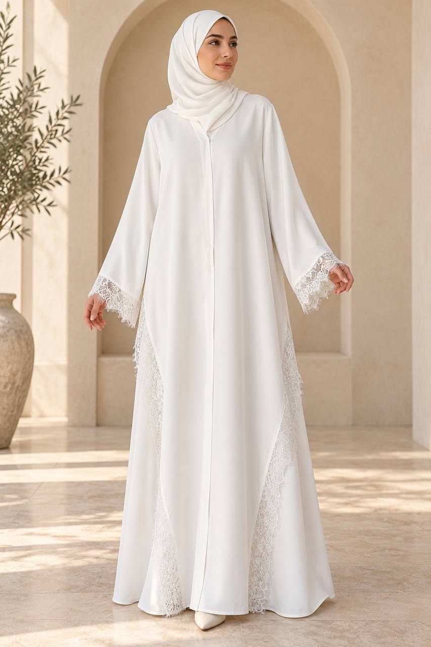 Sakina – Dubai Umrah Abaya with White Hijab