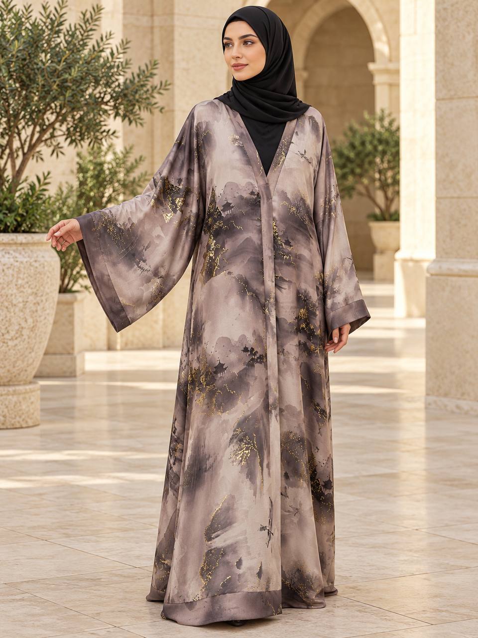 Raghad – Dubai Jacquard Abaya with Hijab