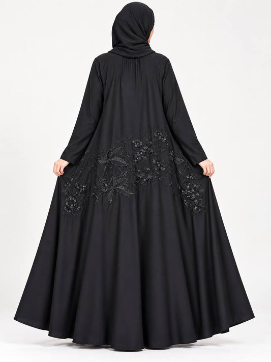 Lubna – Dubai Half-Cloche Embroidered Abaya with Hijab