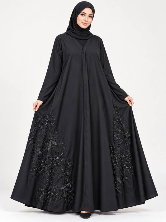 Lubna – Dubai Half-Cloche Embroidered Abaya with Hijab