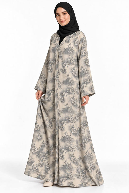 Widad – Floral Print Abaya with Hijab