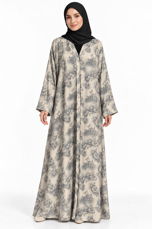 Widad – Floral Print Abaya with Hijab