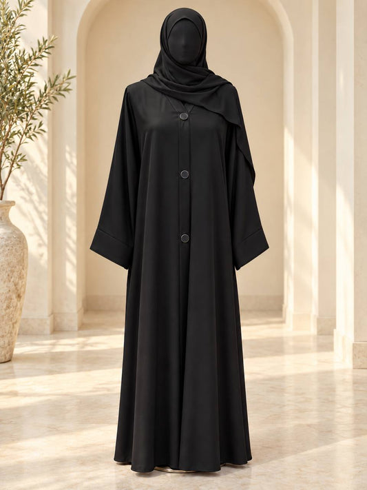 Classic Button-Front Abaya with Matching Hijab
