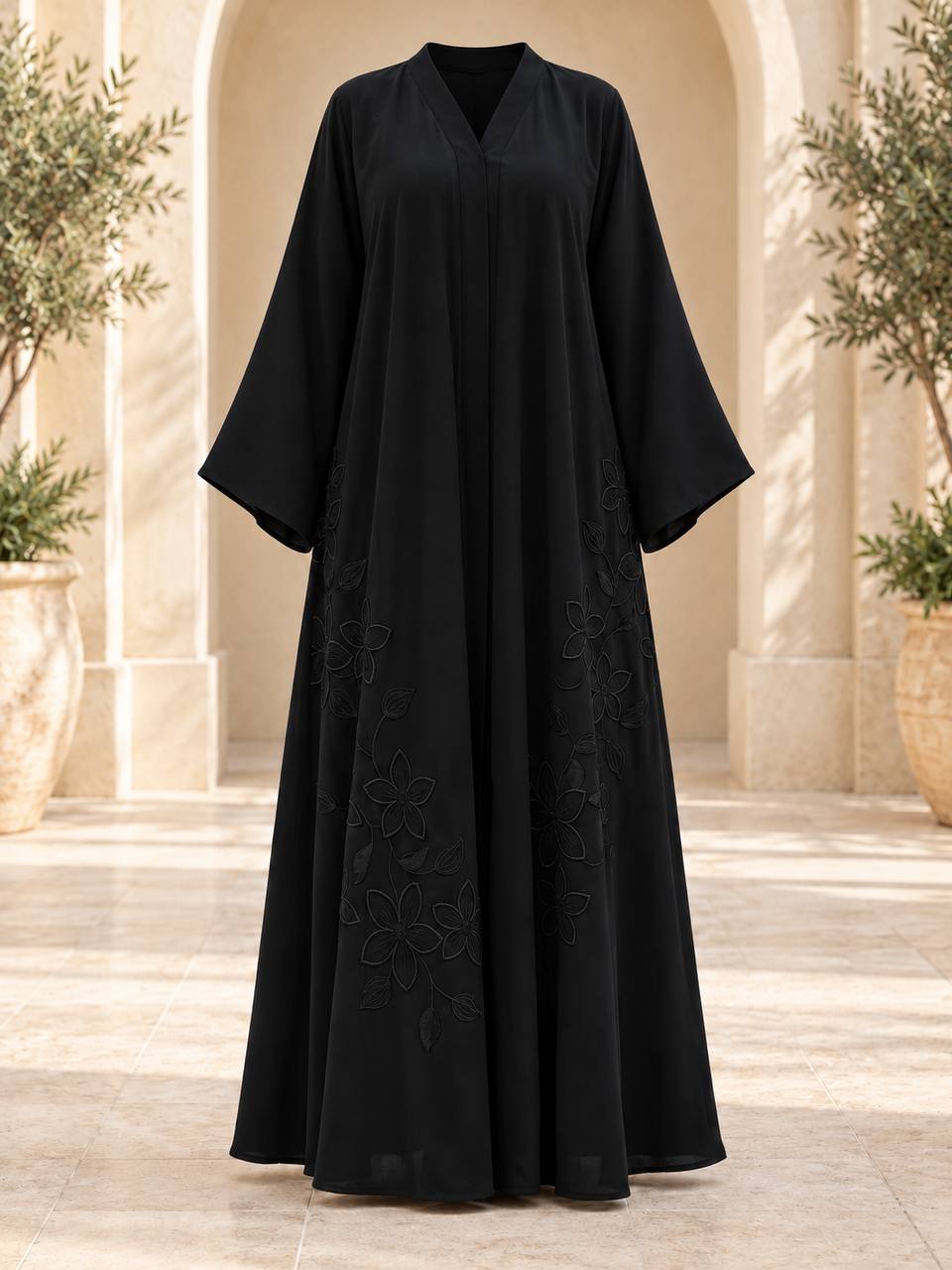 Floral Embroidered Dubai Abaya with Hijab