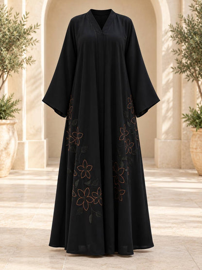 Floral Embroidered Dubai Abaya with Hijab