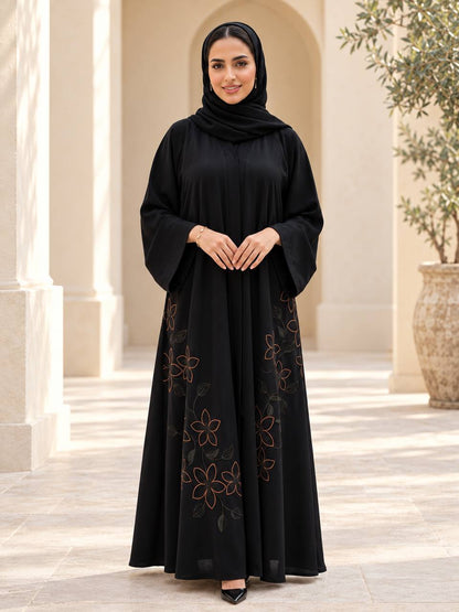 Floral Embroidered Dubai Abaya with Hijab
