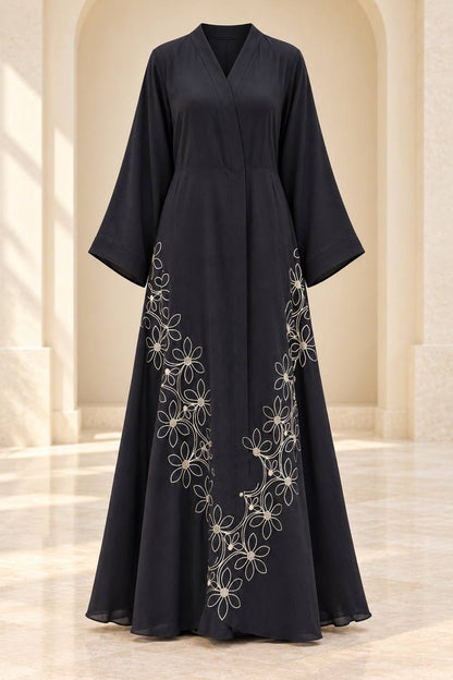 Floral Embroidered Dubai Abaya with Hijab
