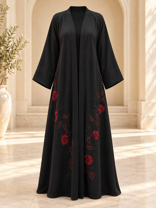 Floral Embroidered Dubai Abaya with Hijab