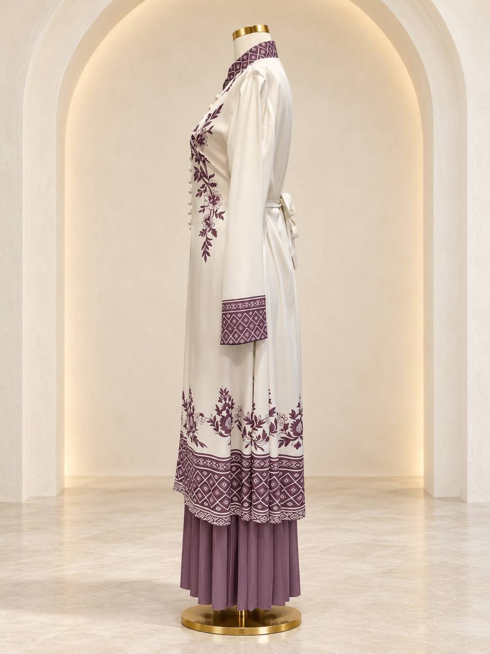 Amara Floral Two-Piece Tunic & Pleated Skirt Set