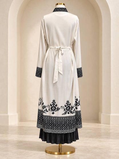 Amara Floral Two-Piece Tunic & Pleated Skirt Set