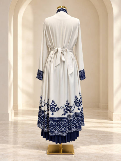 Amara Floral Two-Piece Tunic & Pleated Skirt Set