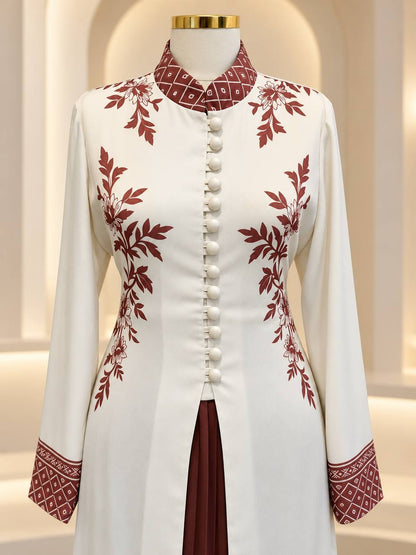 Amara Floral Two-Piece Tunic & Pleated Skirt Set