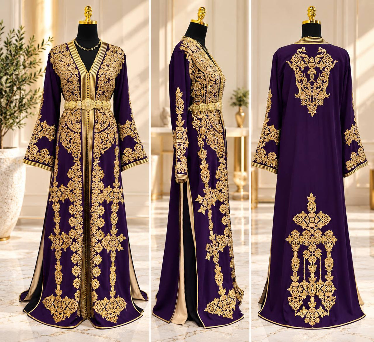 Moroccan Takchita – Handmade Embroidered 2-Piece Caftan