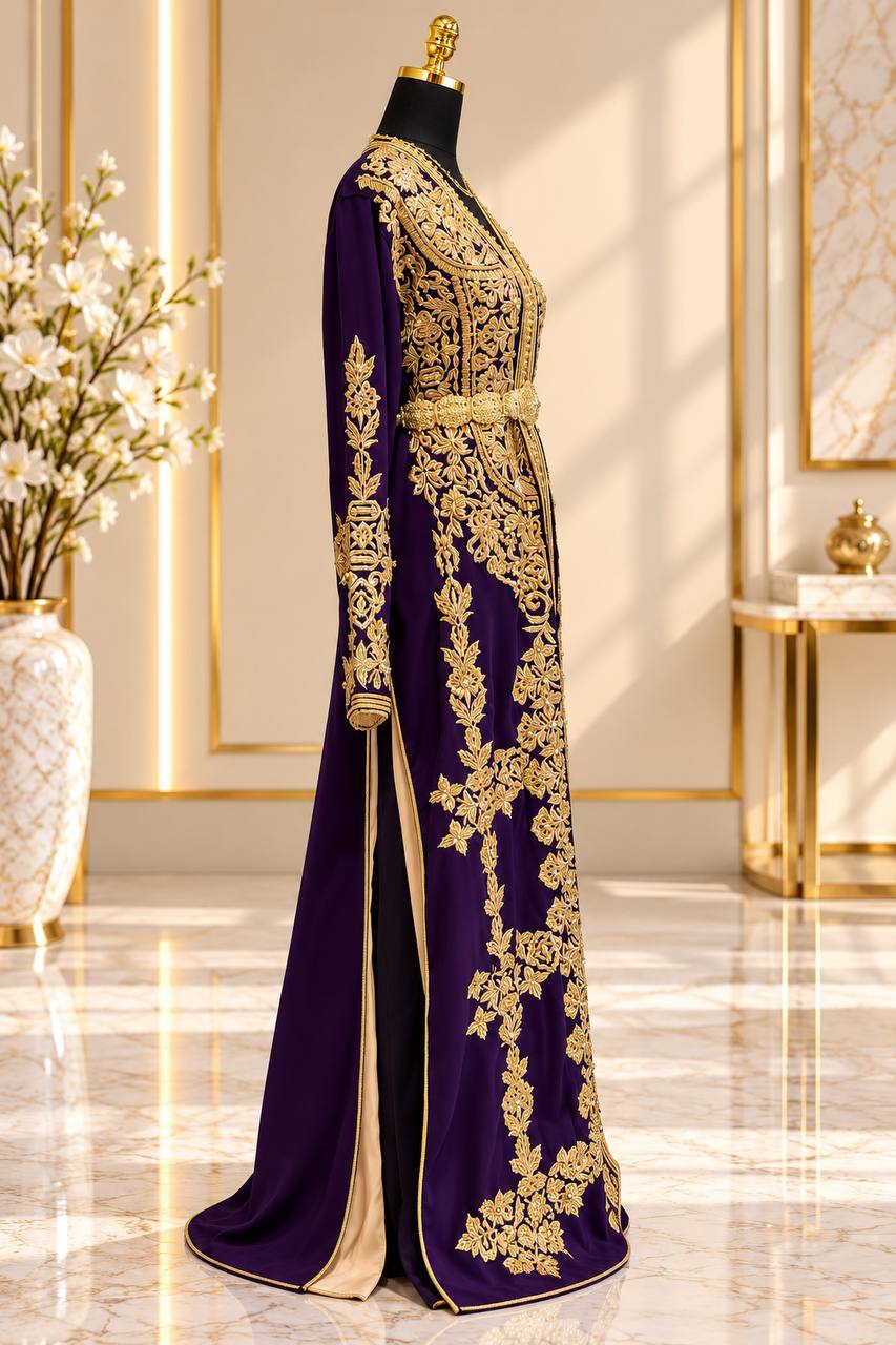 Moroccan Takchita – Handmade Embroidered 2-Piece Caftan