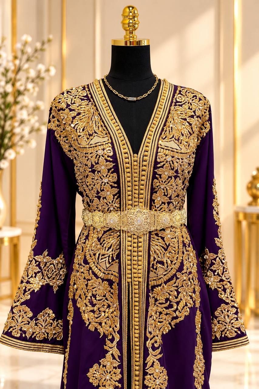 Moroccan Takchita – Handmade Embroidered 2-Piece Caftan