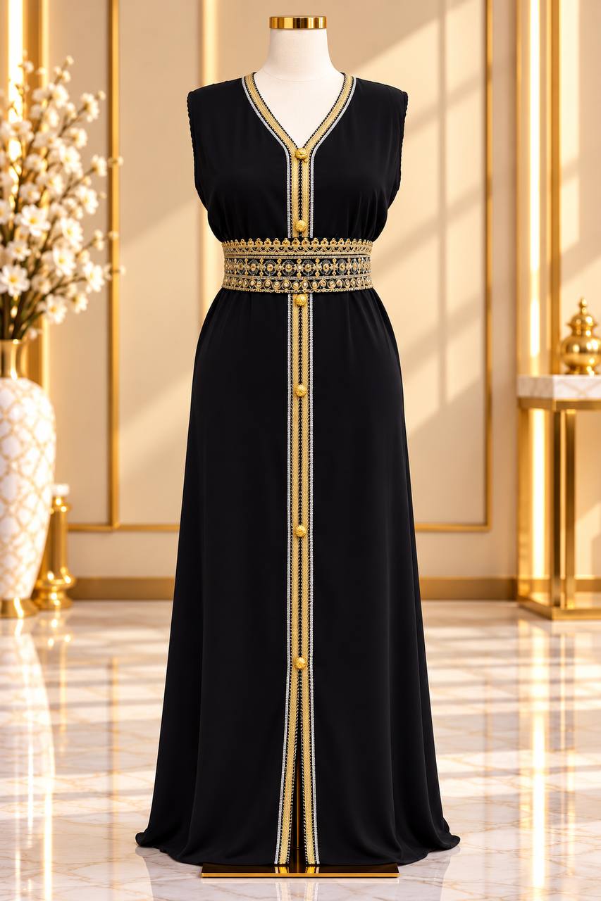 Moroccan Amira Caftan – 2-Piece Metallic Embroidered Jacket Set