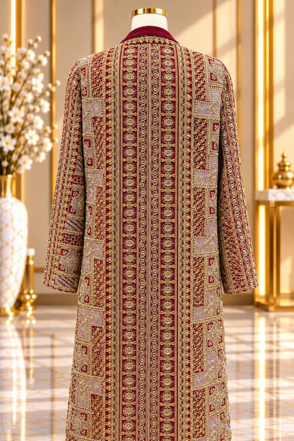 Moroccan Amira Caftan – 2-Piece Metallic Embroidered Jacket Set