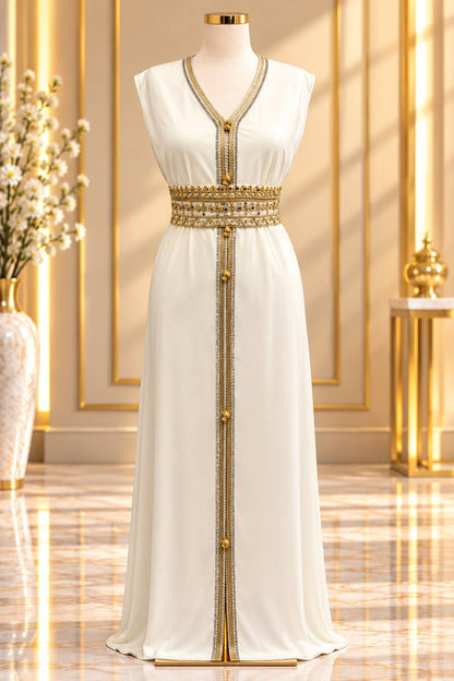 Moroccan Amira Caftan – 2-Piece Metallic Embroidered Jacket Set