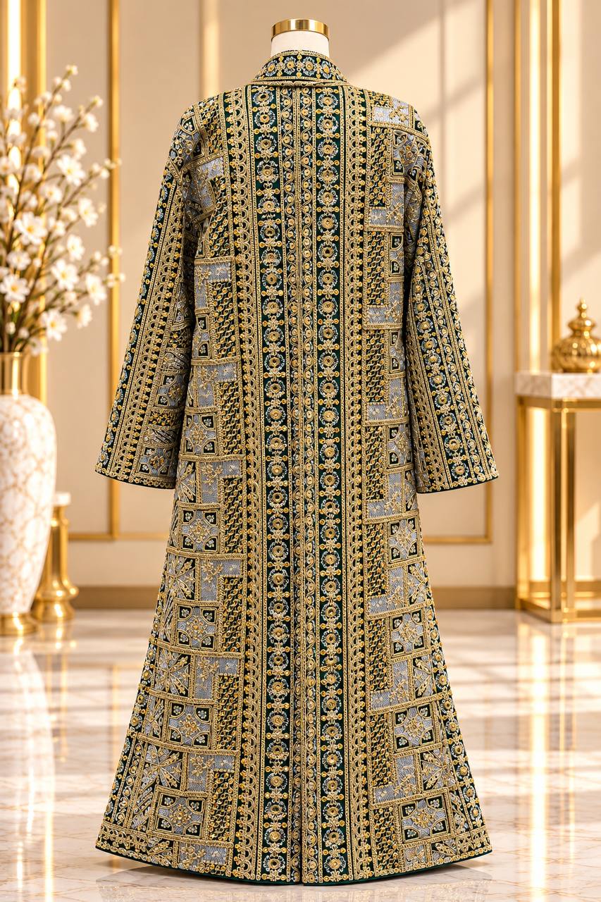 Moroccan Amira Caftan – 2-Piece Metallic Embroidered Jacket Set