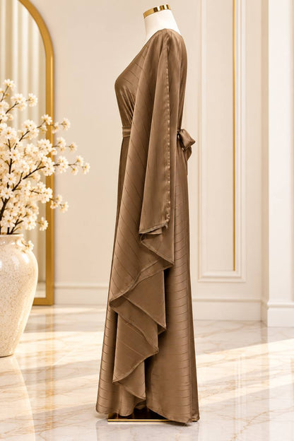 Shimmering Striped Butterfly Abaya with Belt